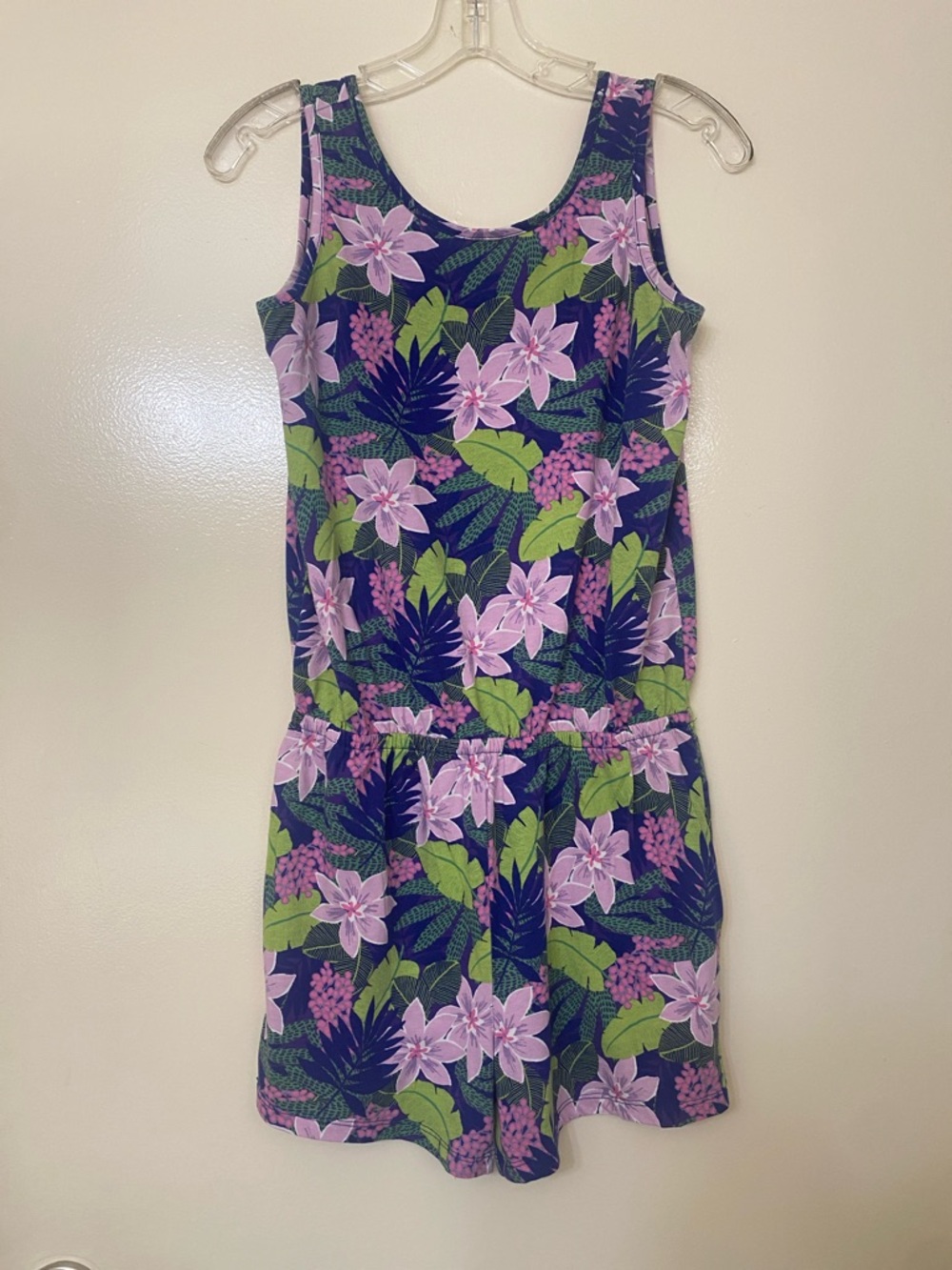 Place Lilac and Navy Floral Tank Romper